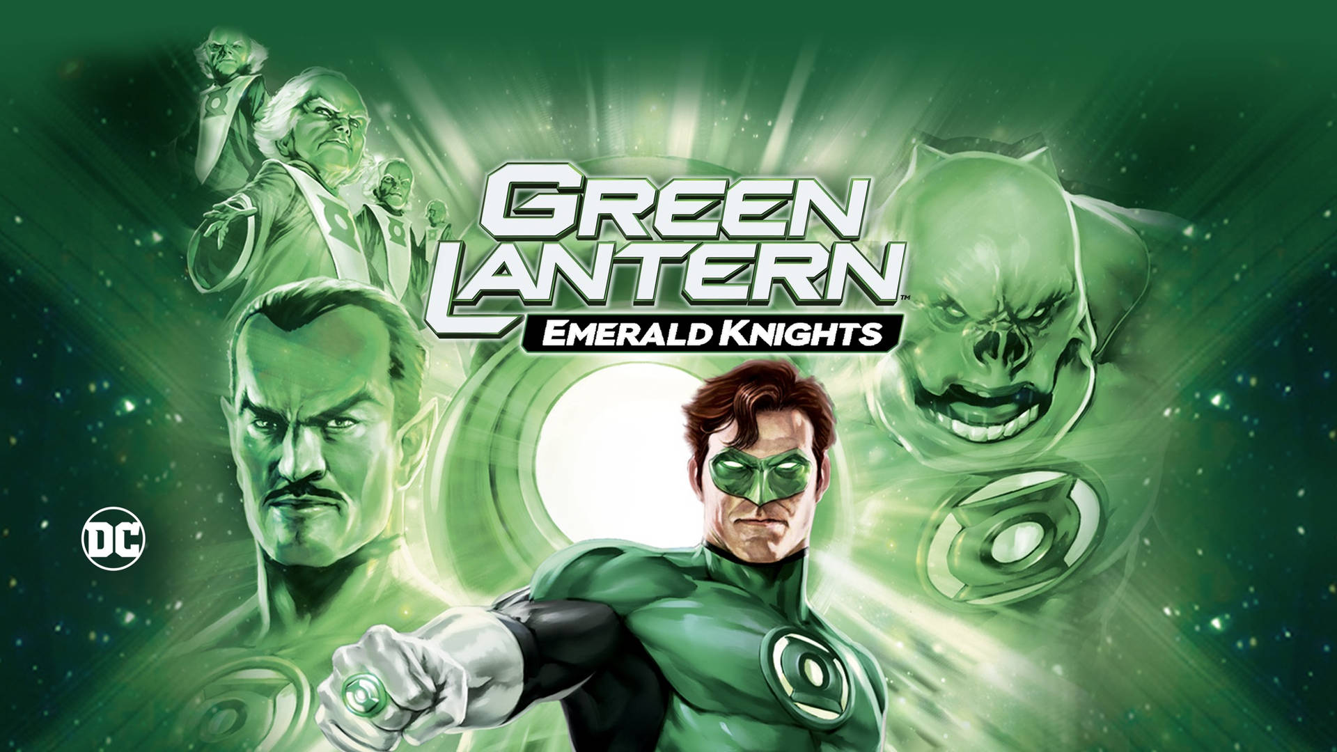 Emerald Knights Grøn Lampe Logo hænger ud fra stjernen Wallpaper
