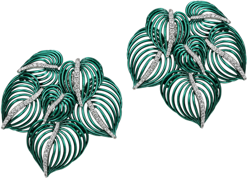 Emerald Leaves Jewelry Design PNG