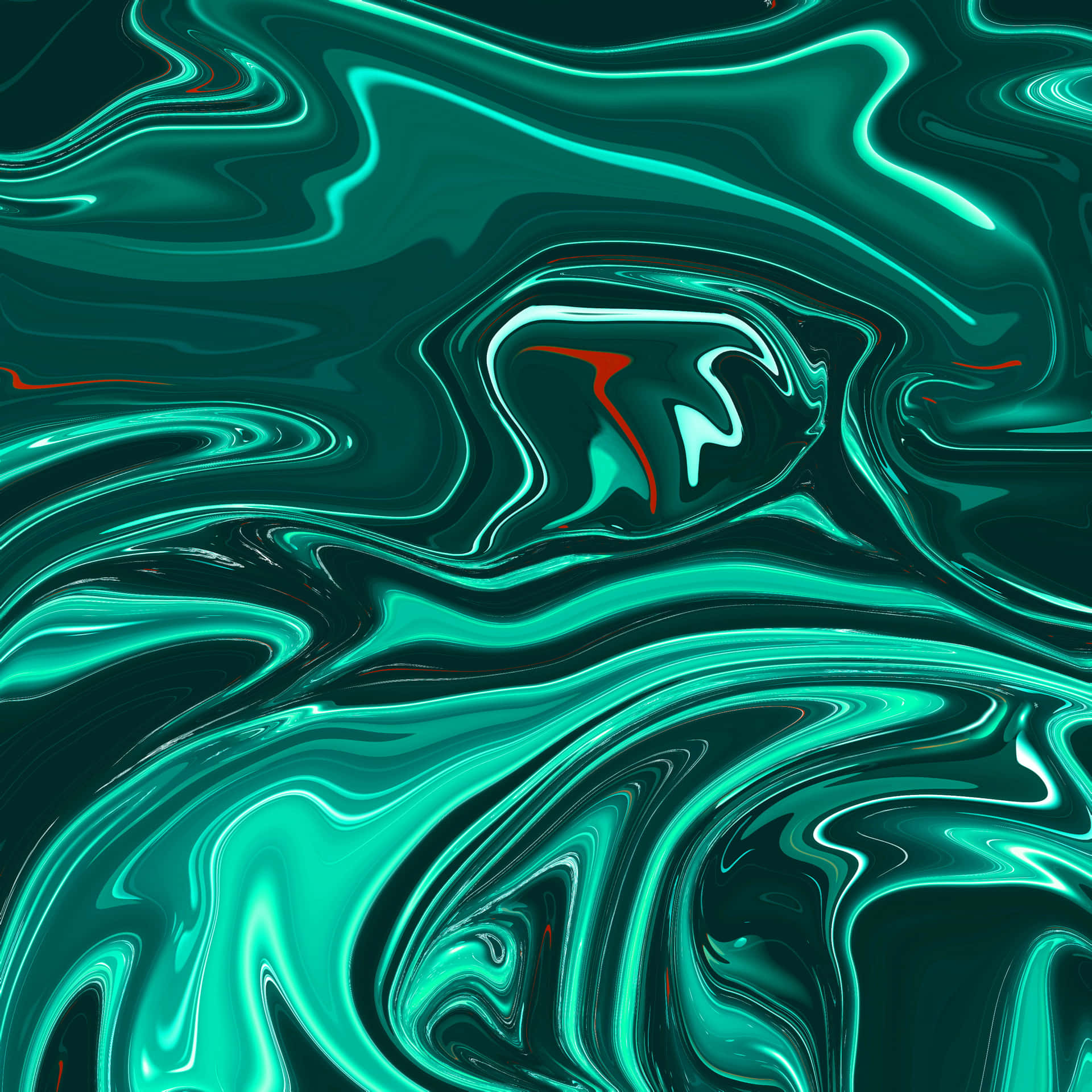 Emerald Liquid Swirls Wallpaper