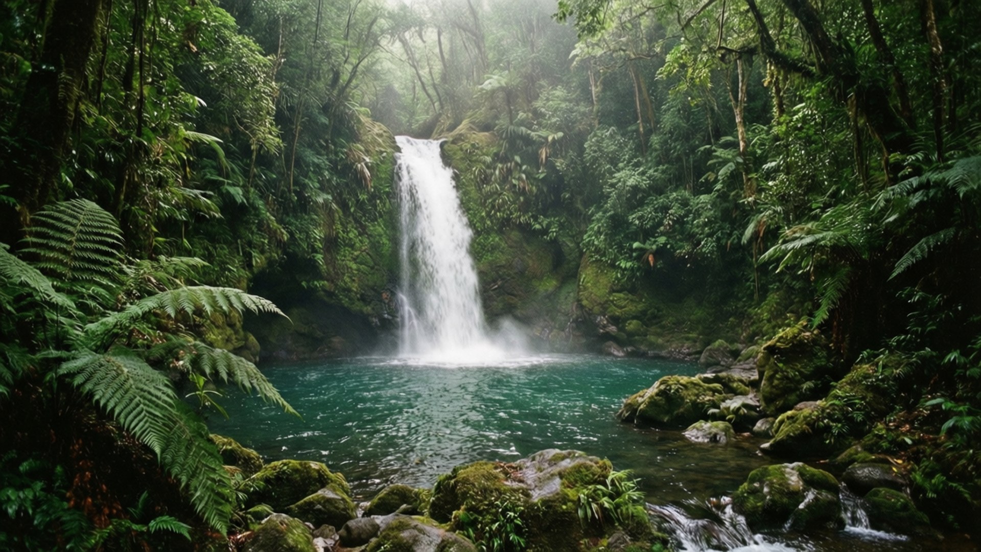 Smaragdbecken Wasserfall Wallpaper