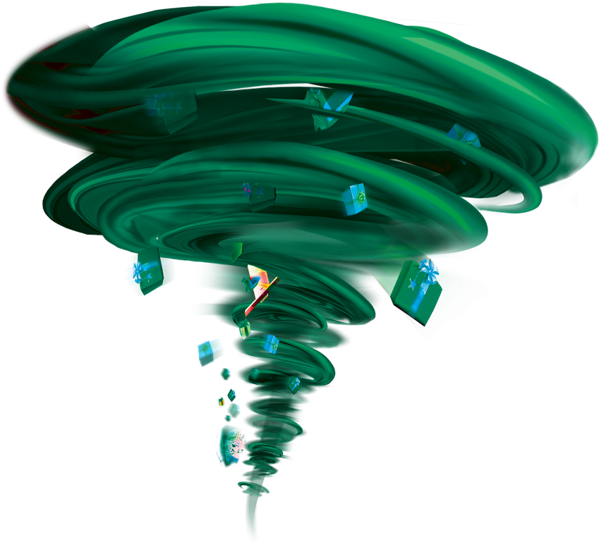 Emerald Tornadowith Floating Gifts PNG