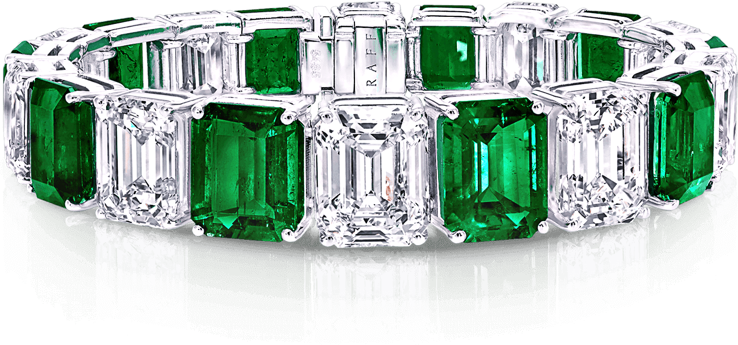 Emeraldand Diamond Bracelet Reflection PNG