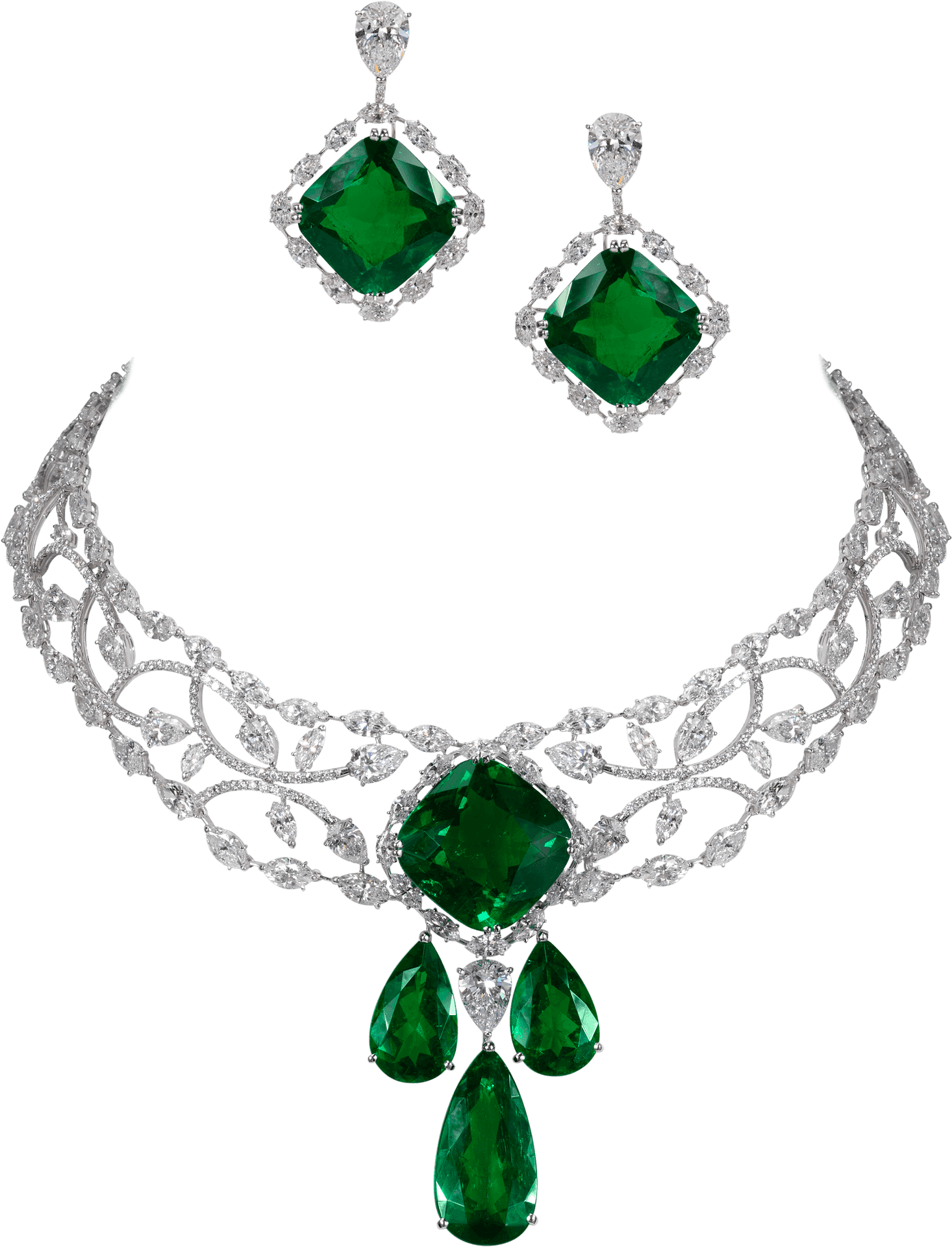 Emeraldand Diamond Jewelry Set PNG