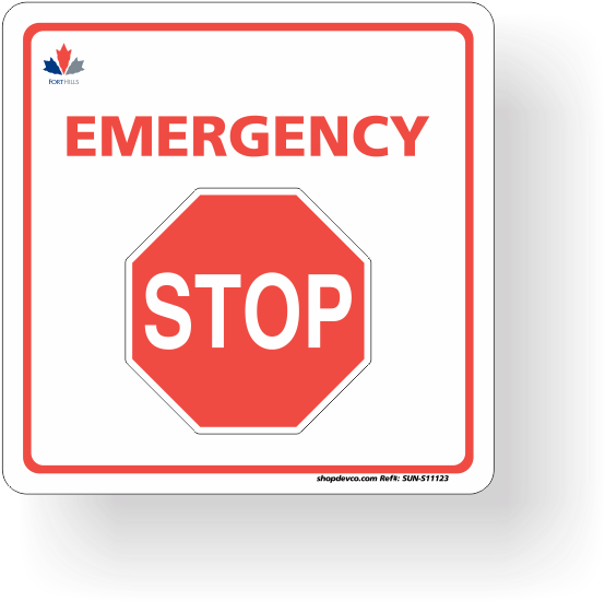Emergency Stop Sign Redand White PNG