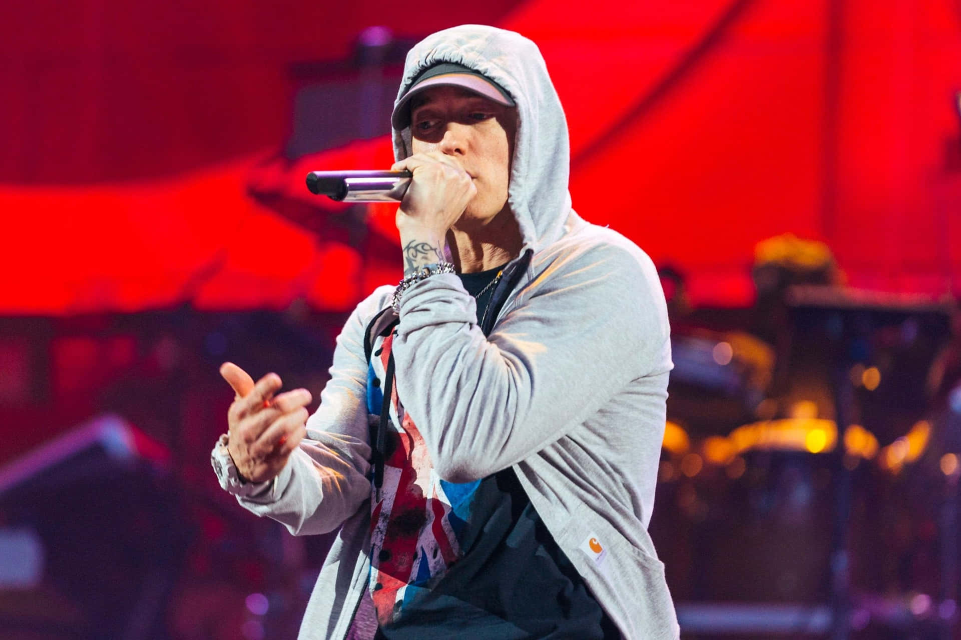 Eminem performing live on stage
