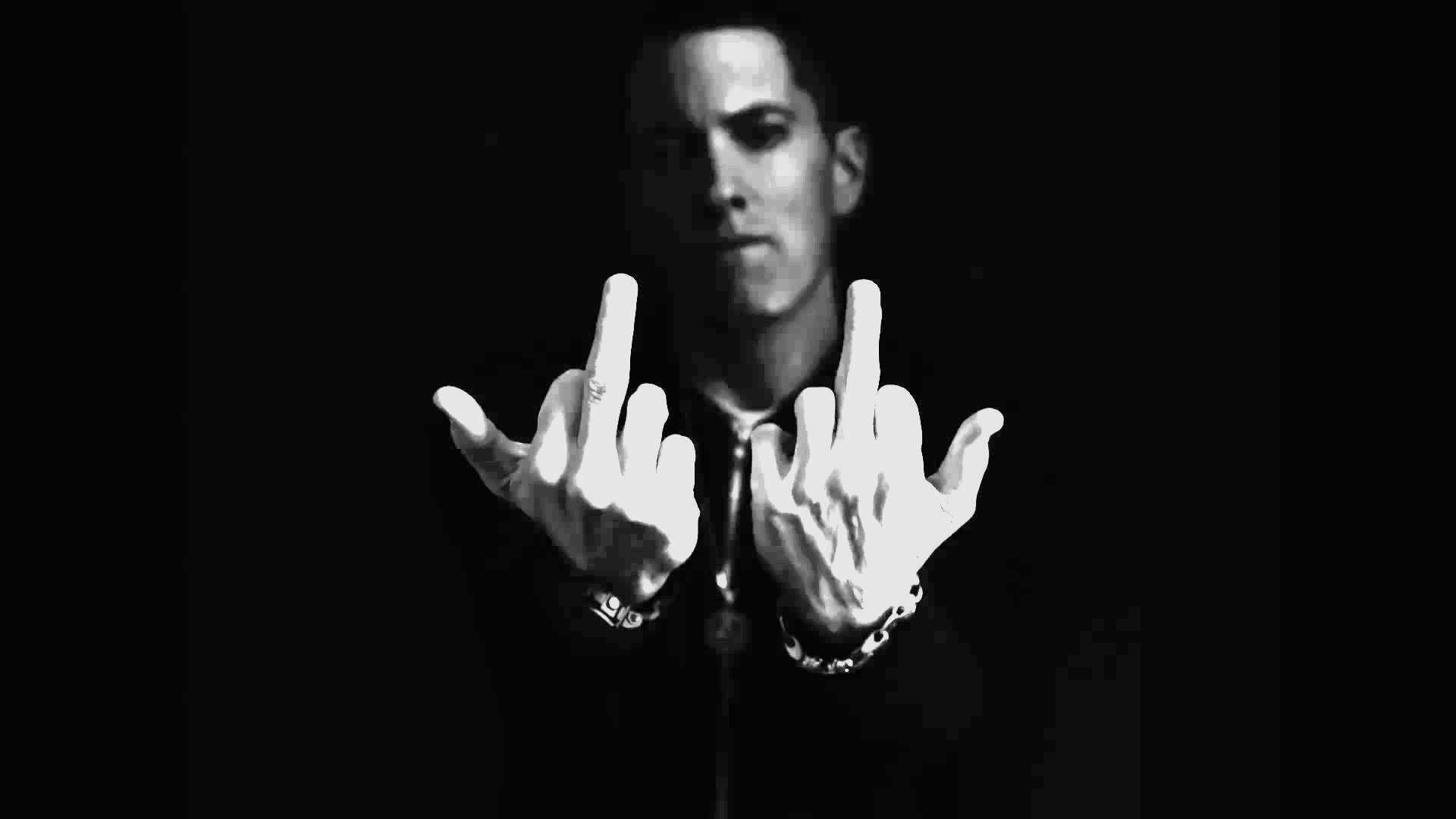 Eminem With His Middle Fingers Wallpaper