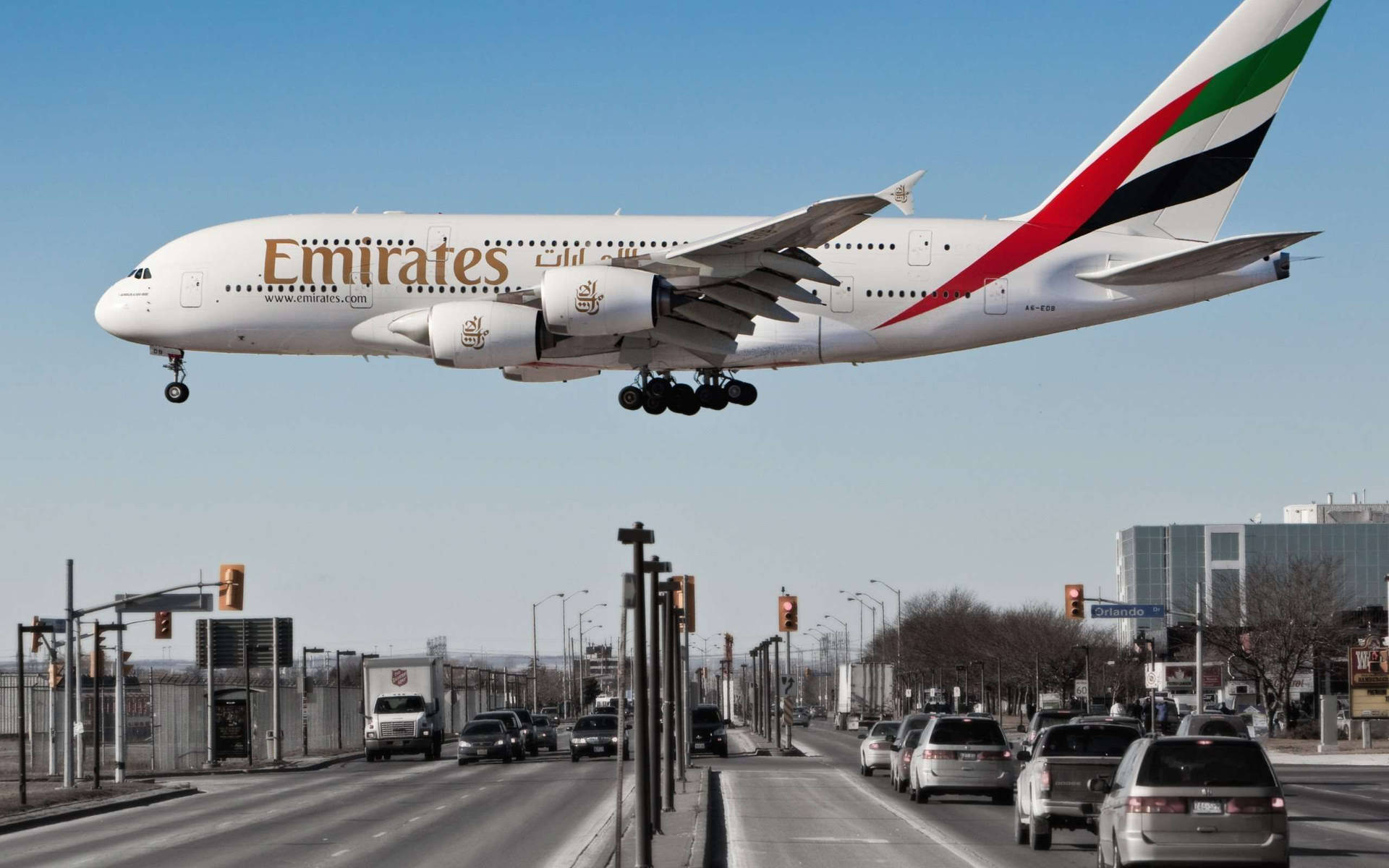 Emiratesa380 Voando Sobre Sydney Papel de Parede