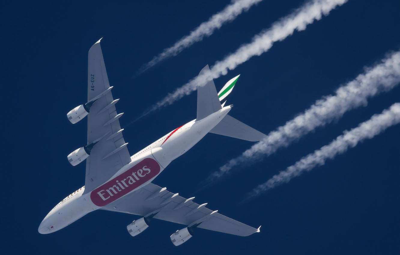 Emirates A380 Jumbo Jet Model Væg Tæppet Wallpaper