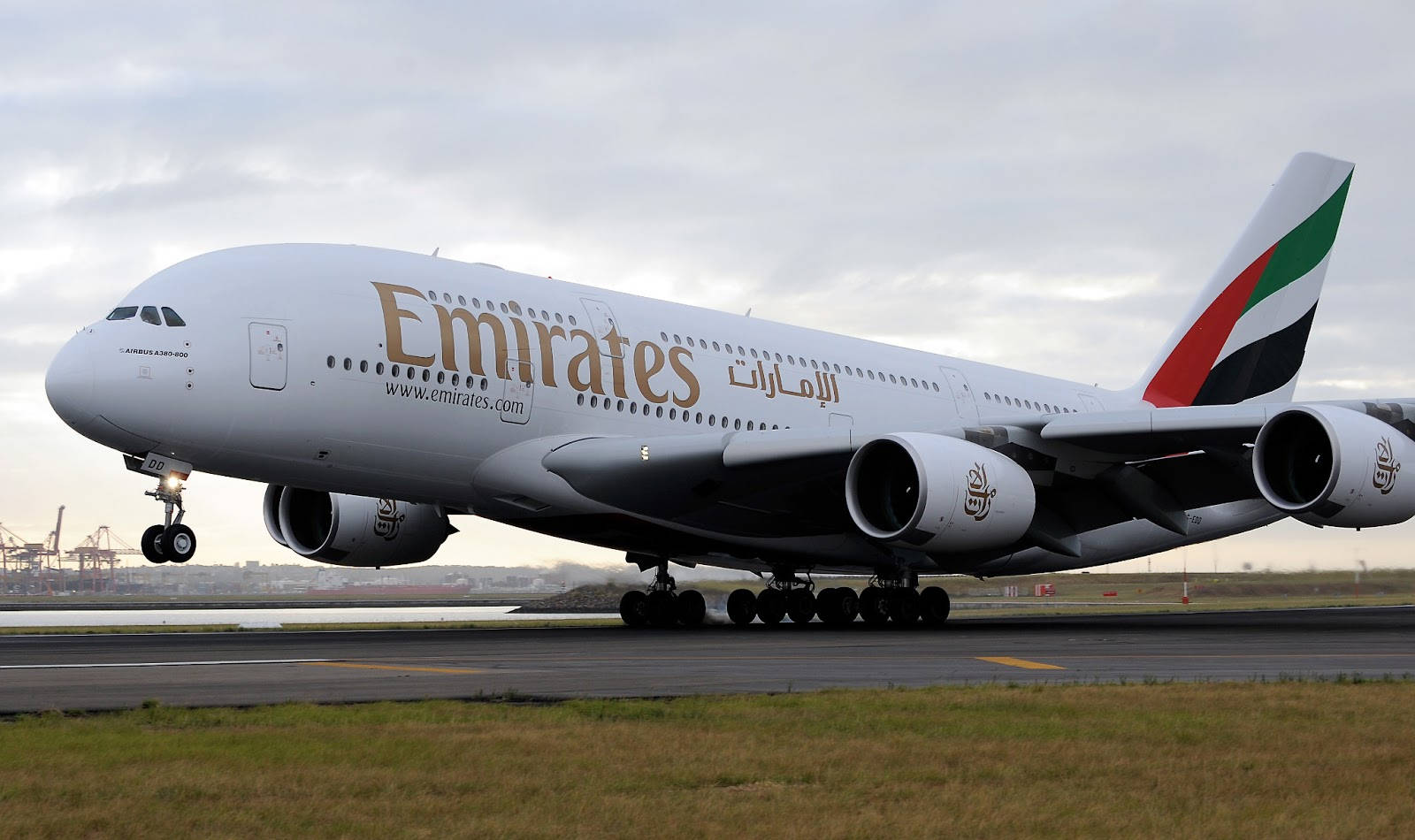 Download Emirates A380 Model In Auckland Airport Wallpaper 