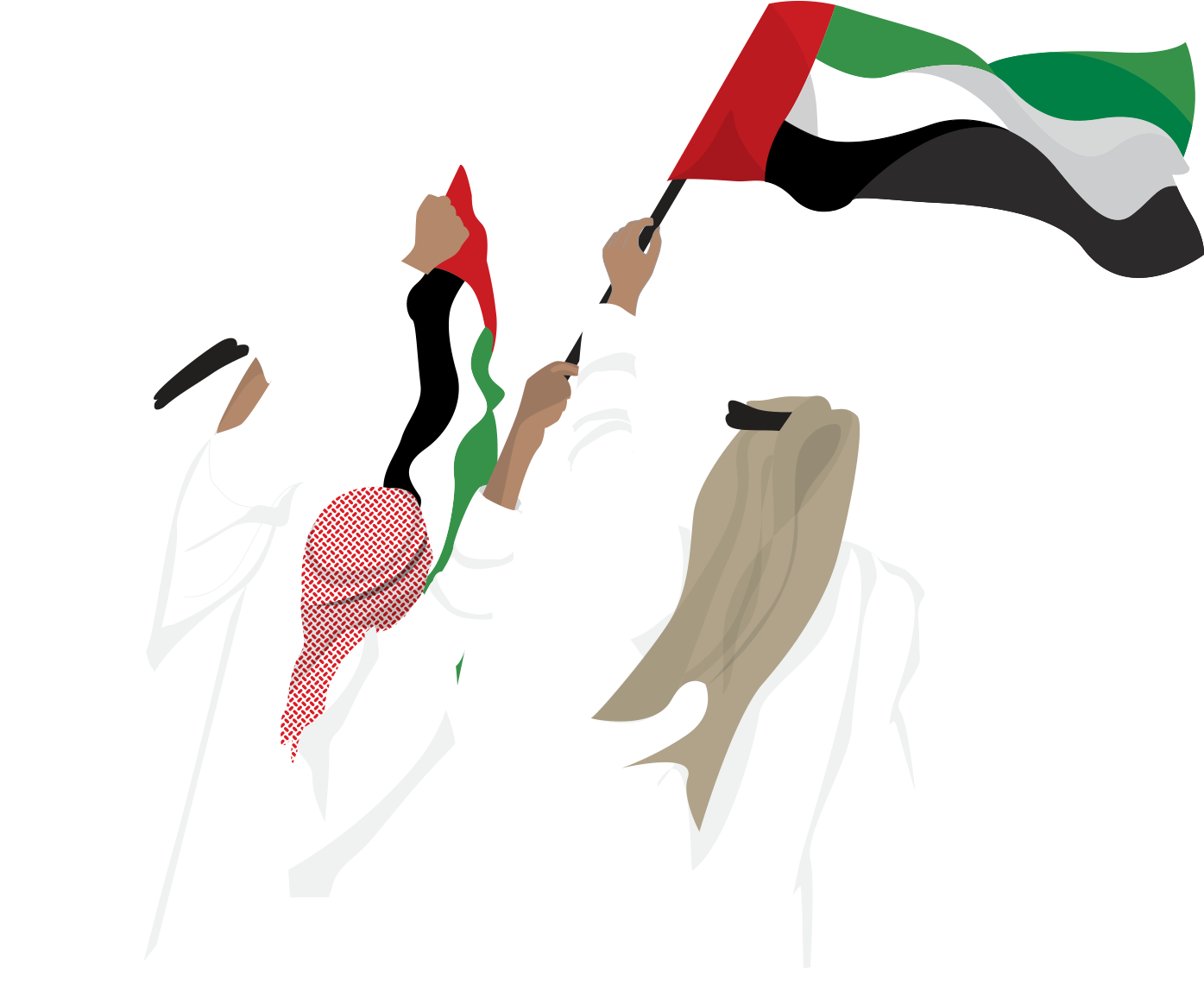 Emirati People Celebratingwith Flag PNG