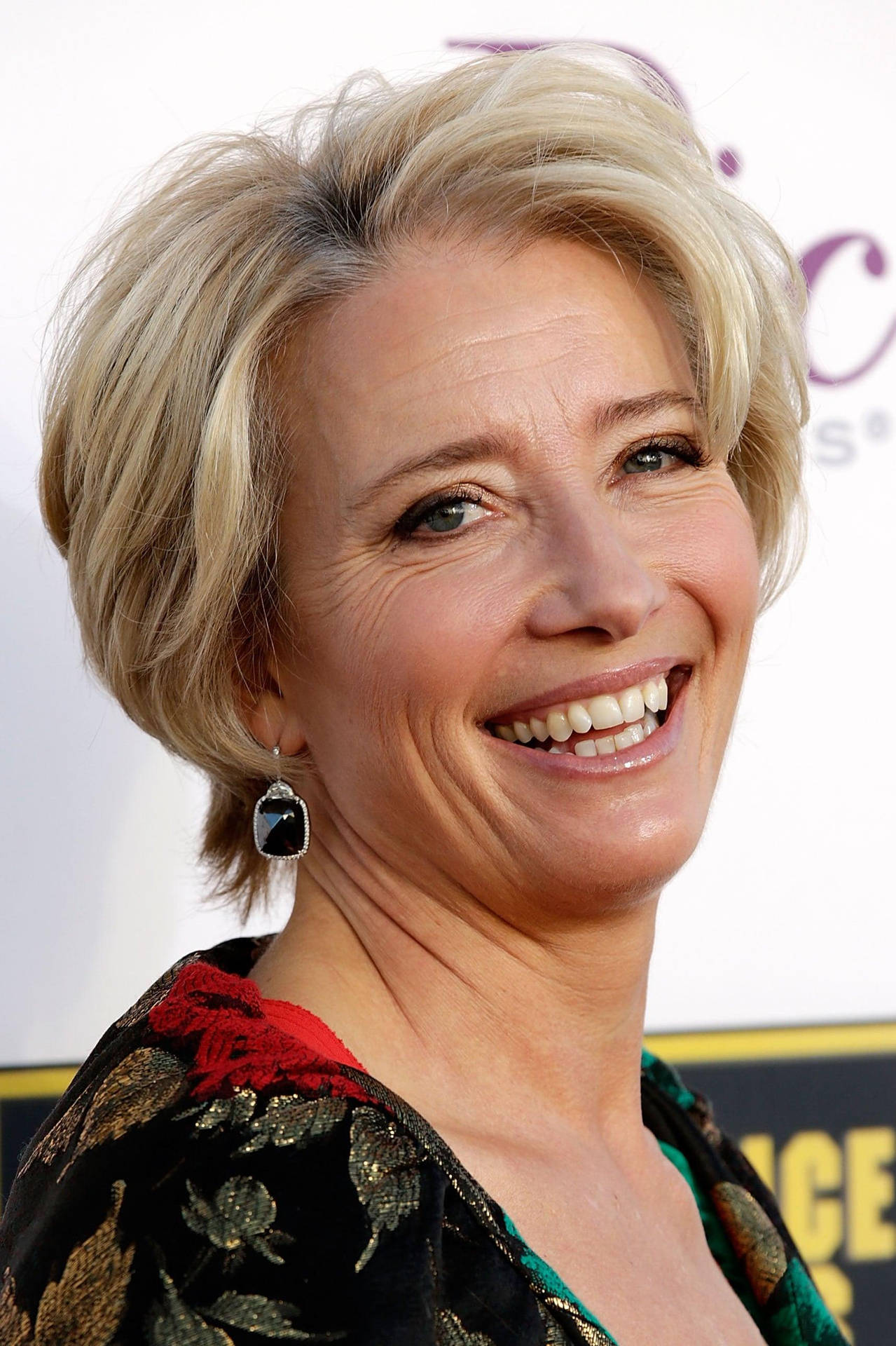 Emma Thompson In Cheerful Expression Wallpaper
