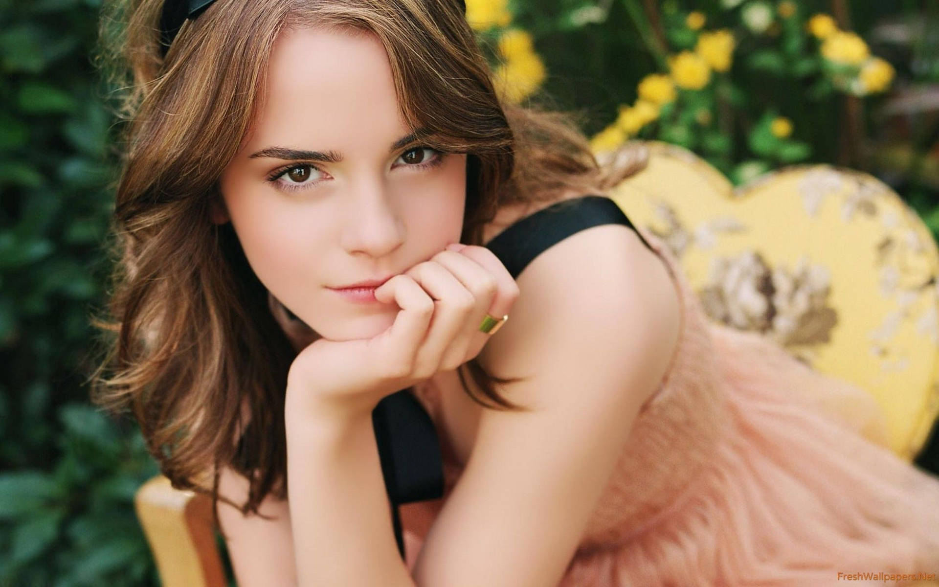 Emma Watson In An Aesthetic Garden Wallpaper
