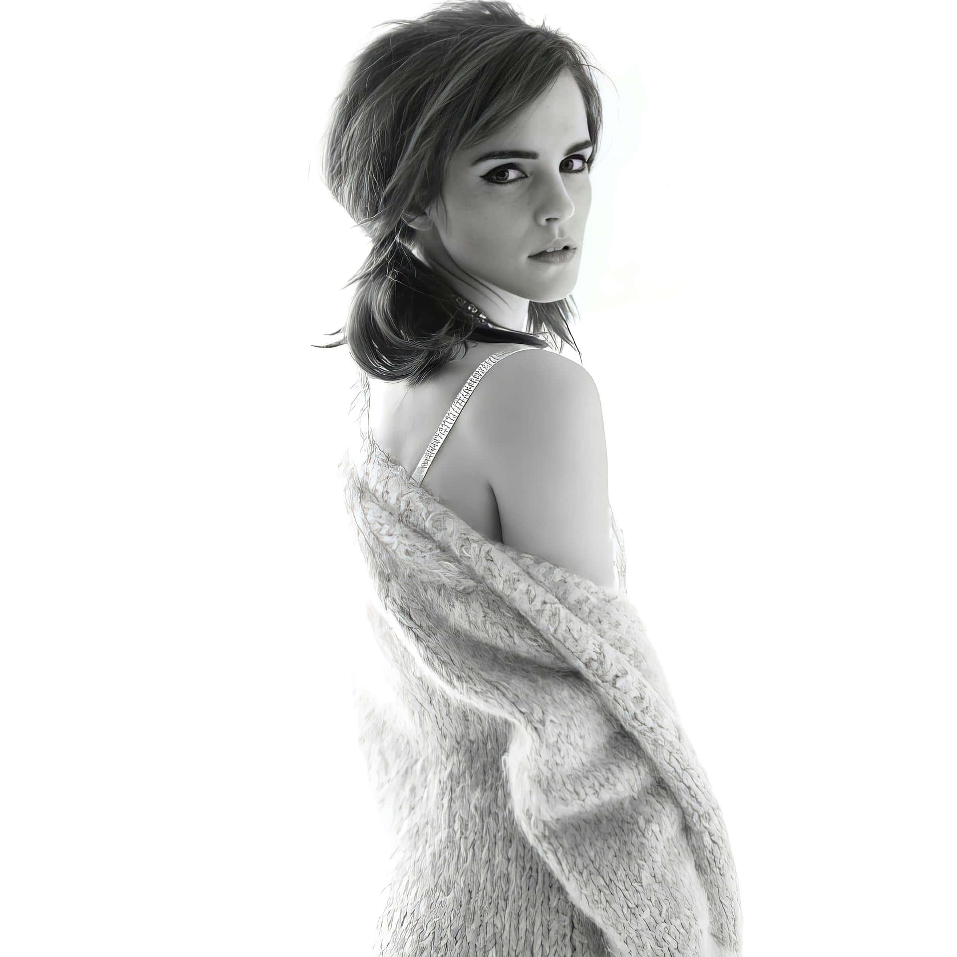 Emma Watson Greyscale Photoshoot Wallpaper