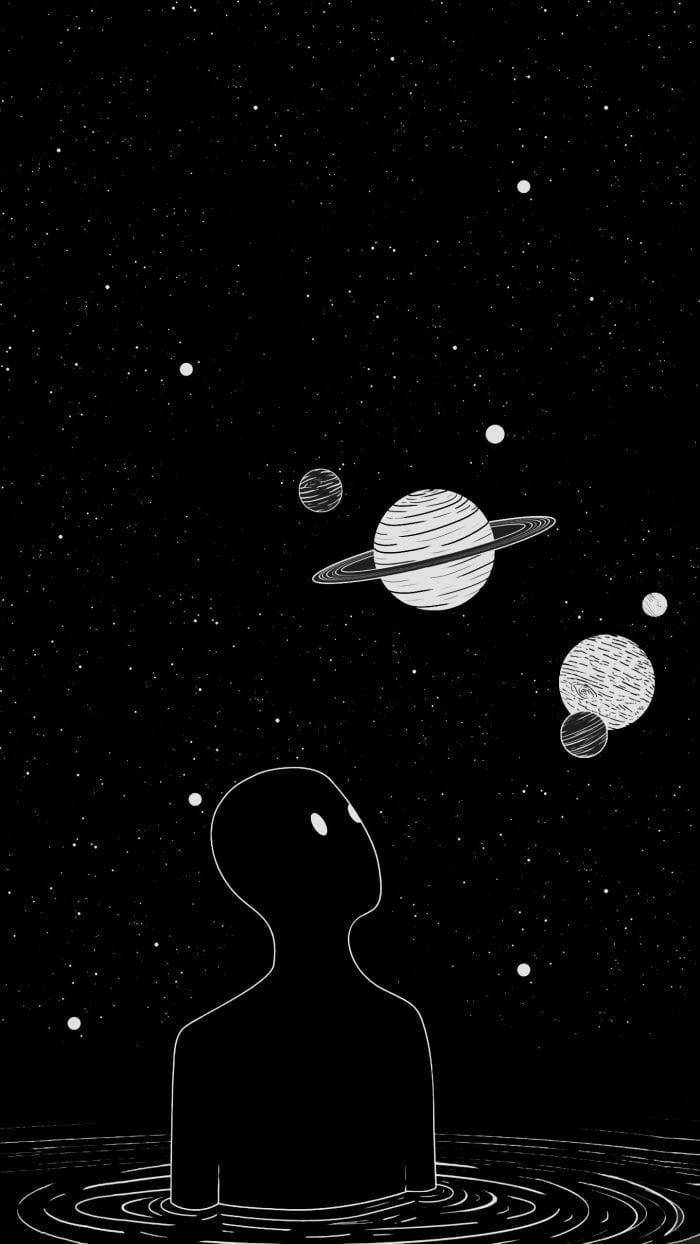Emo Aesthetic With Planets Wallpaper