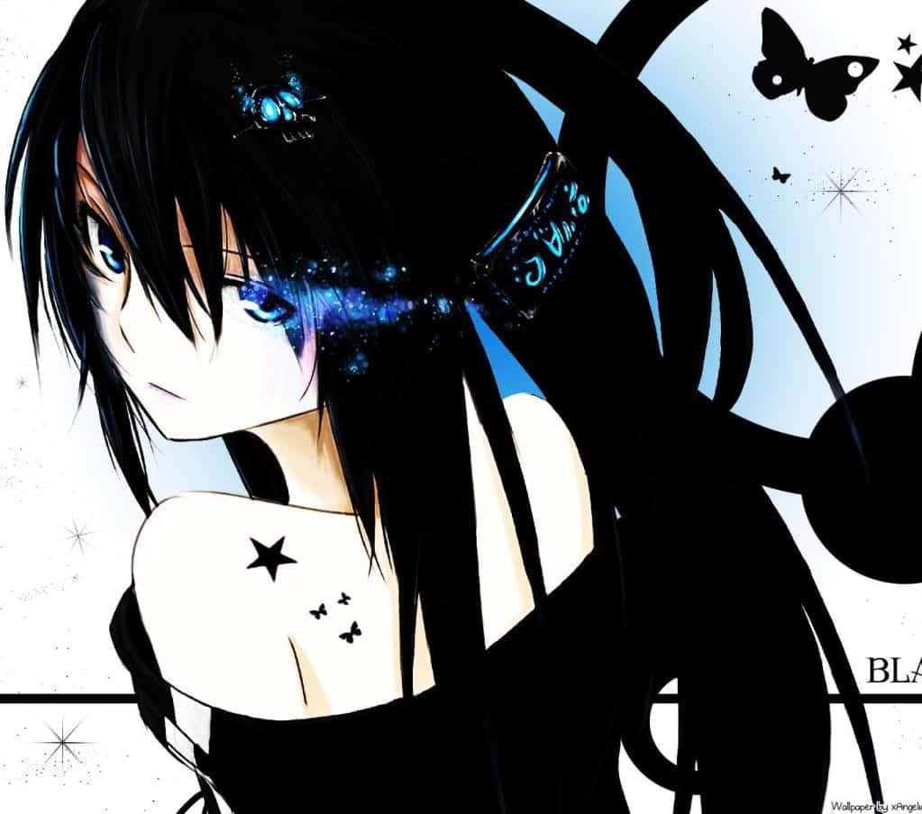 A Girl With Black Hair And Blue Eyes Wallpaper