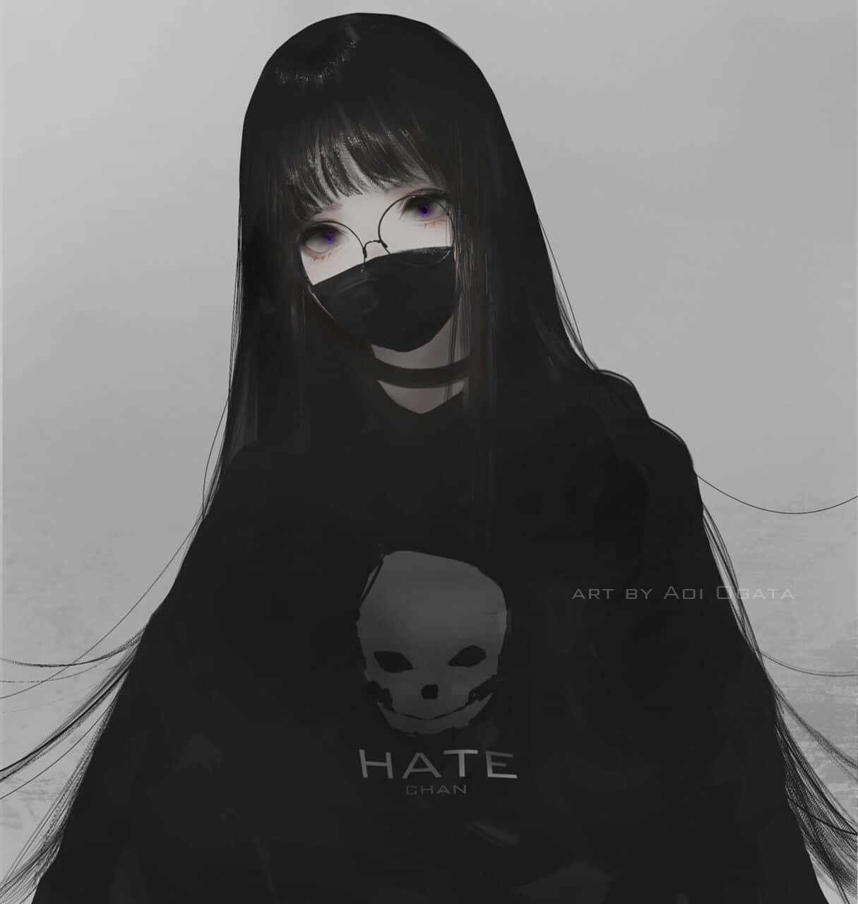 En pige iført maske med ordene had på det Wallpaper