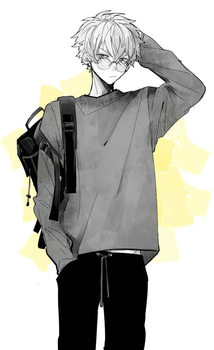 A Boy With White Hair And A Backpack Wallpaper