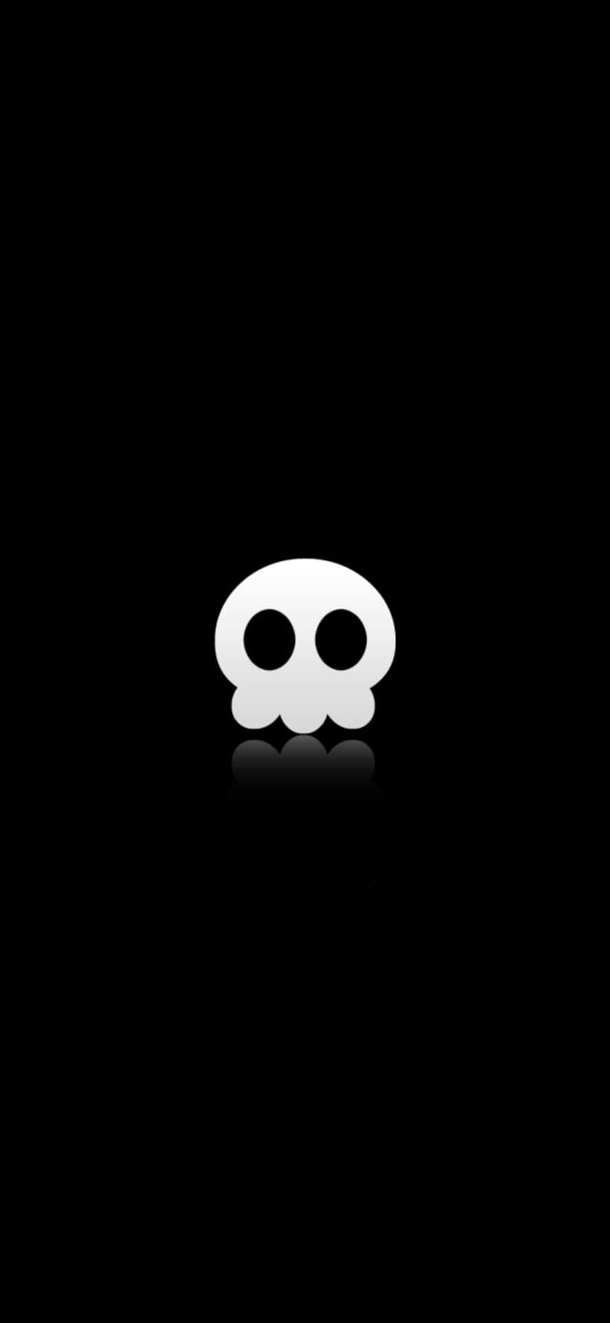 A White Skull Logo On A Black Background