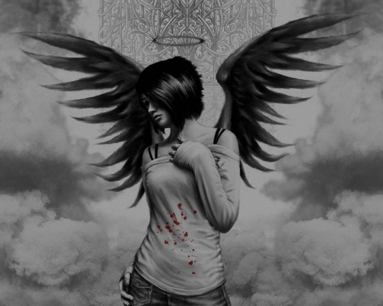 Emo Black Angel Wings Wallpaper