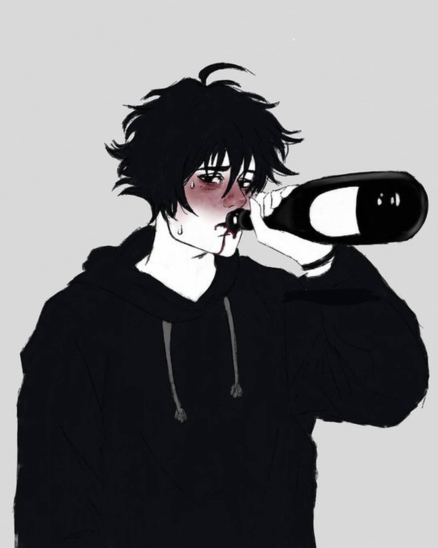 Emo Drinking Wine Pfp Wallpaper