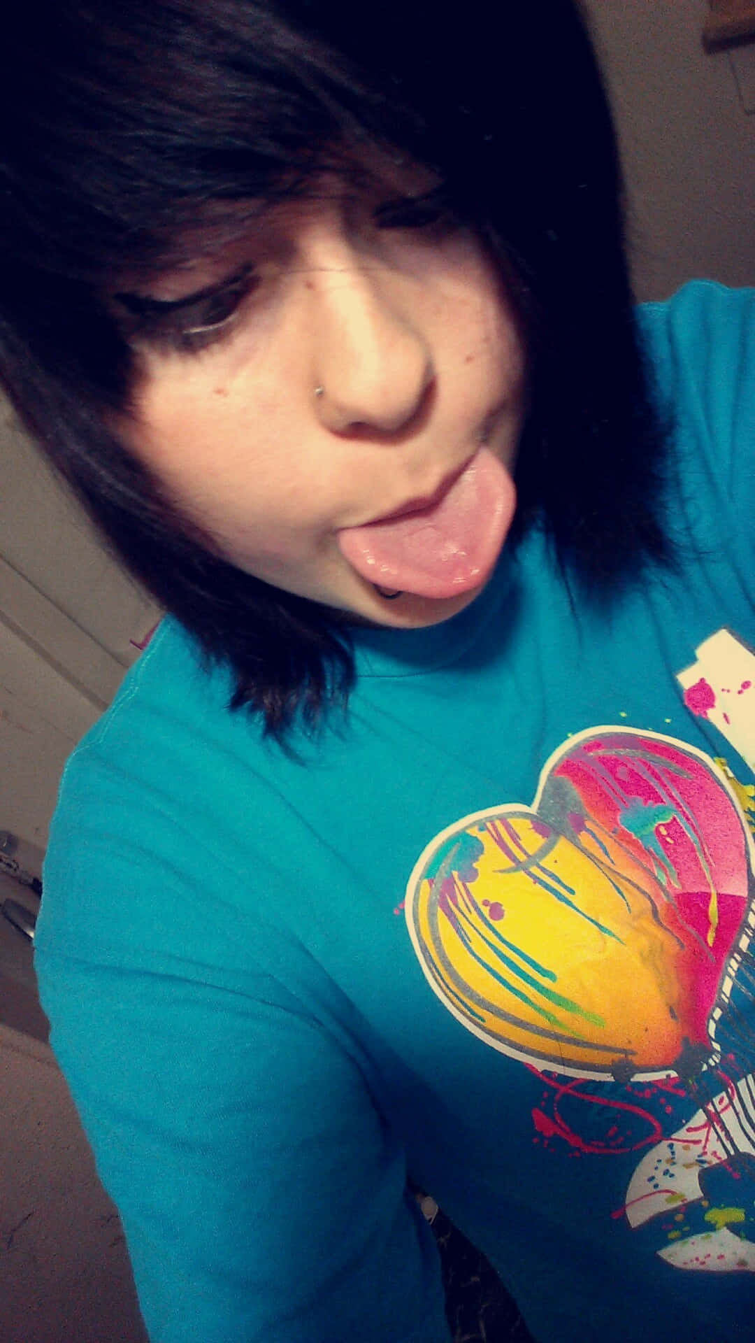 Emo Girl Sticking Out Tongue Wallpaper