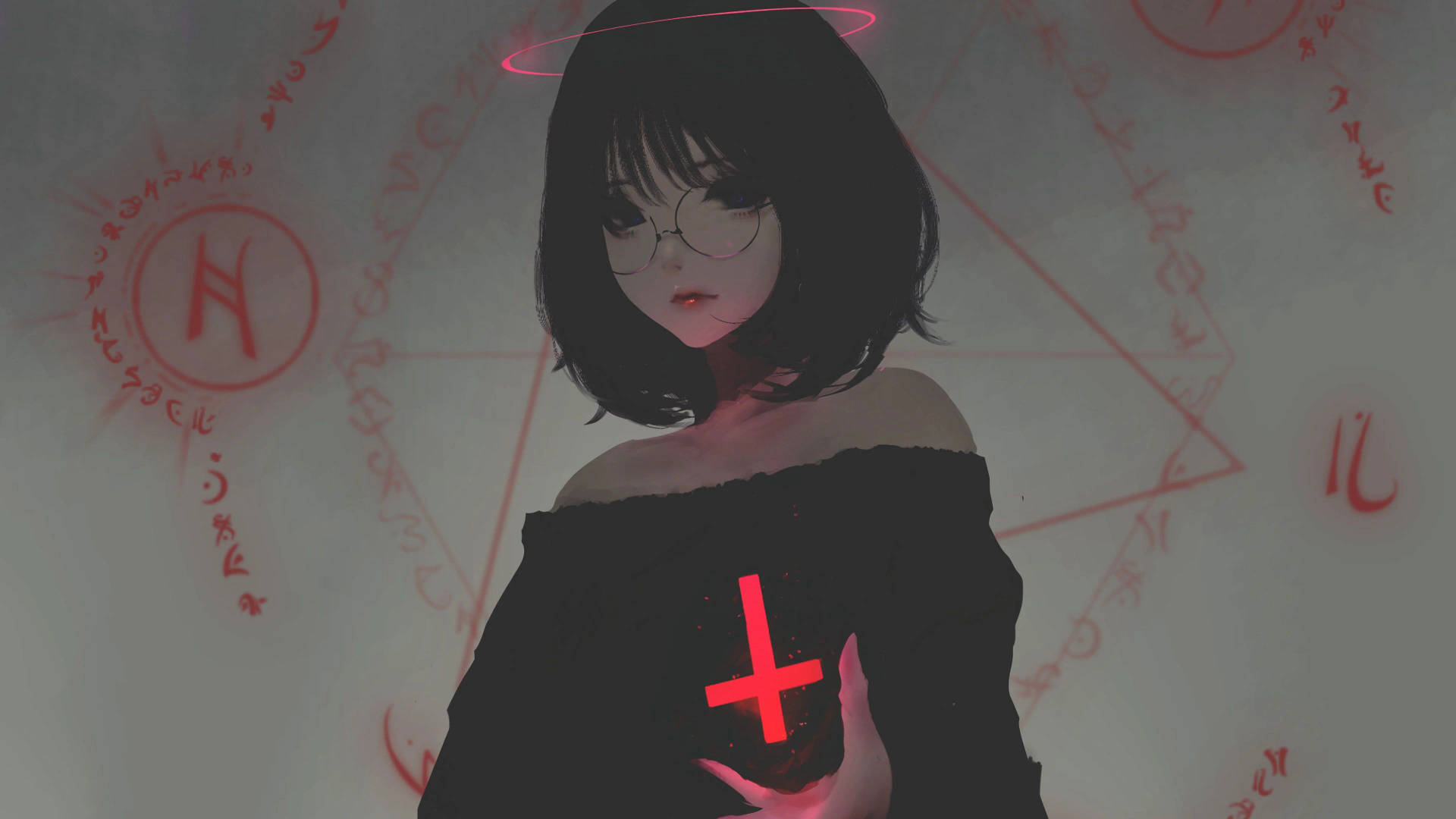 Emo Girl With Cross PFP Wallpaper