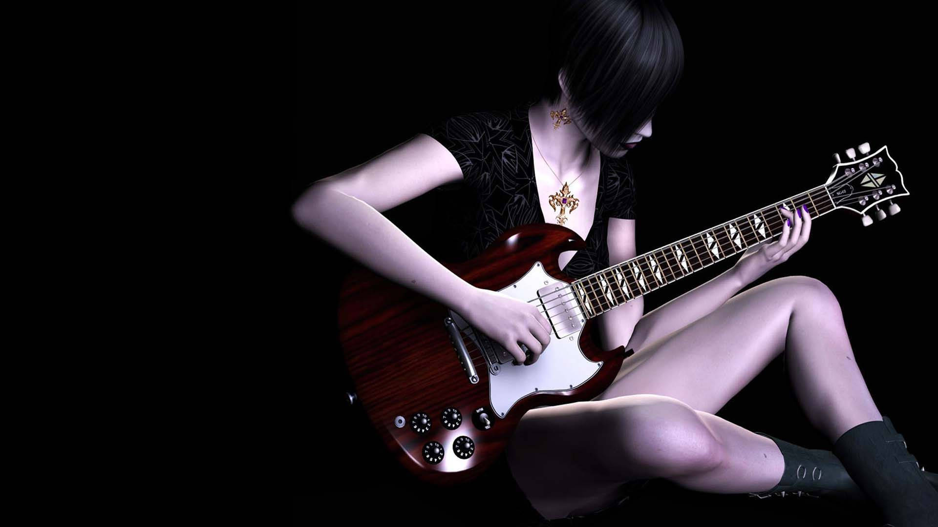 Emo Girl With Guitar Wallpaper