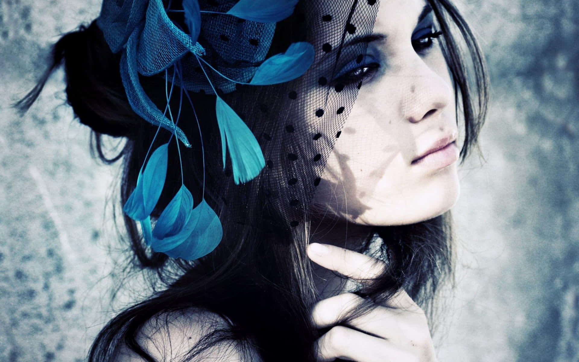 Emo Girlwith Blue Feather Hat Wallpaper