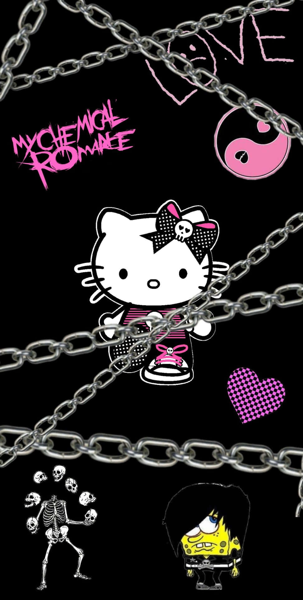 Emo Hello Kitty With Chains Wallpaper