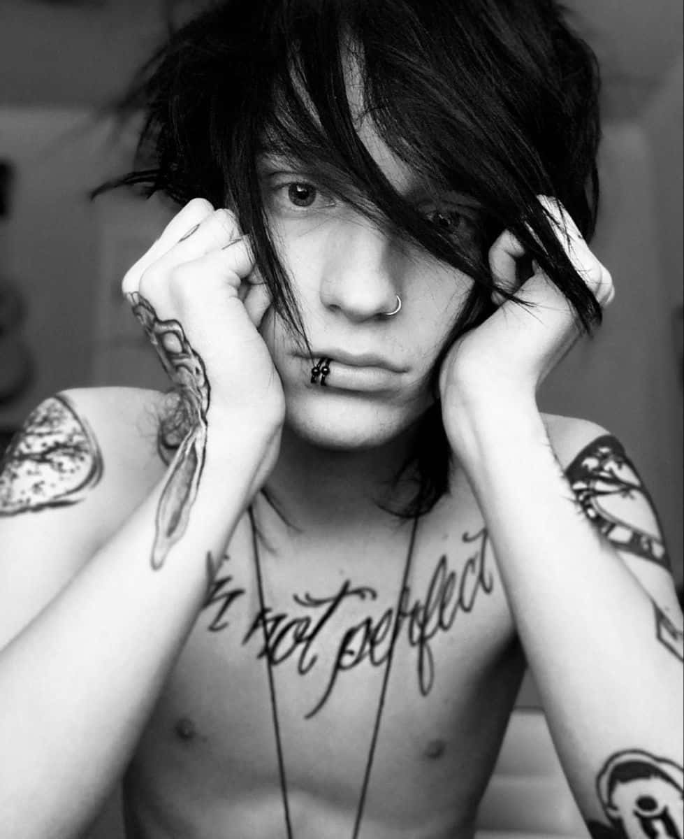 Emo Inspired Portraitwith Tattoos Wallpaper