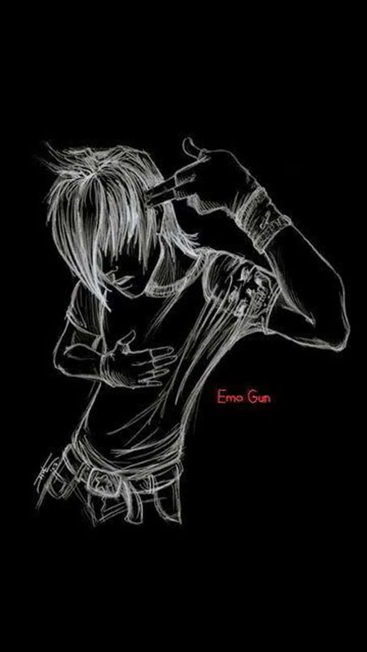 Emo iPhone With Boy In Black Background Wallpaper