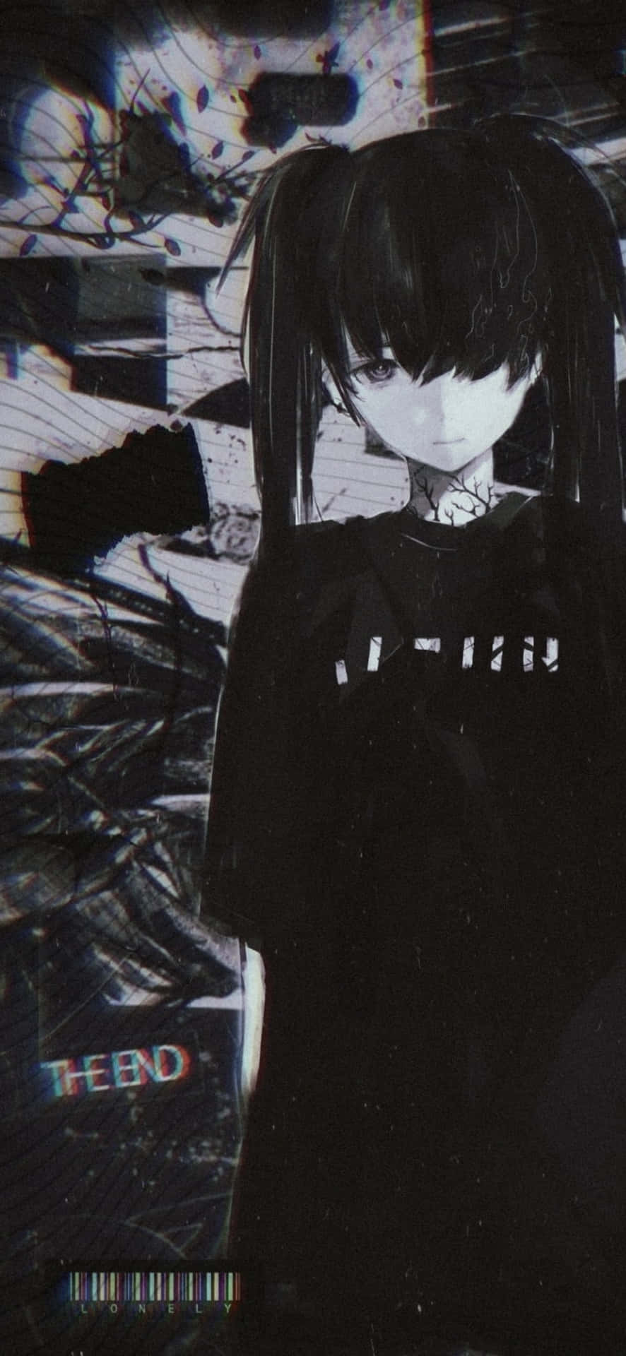 Emo iPhone Anime Girl In Black Wallpaper