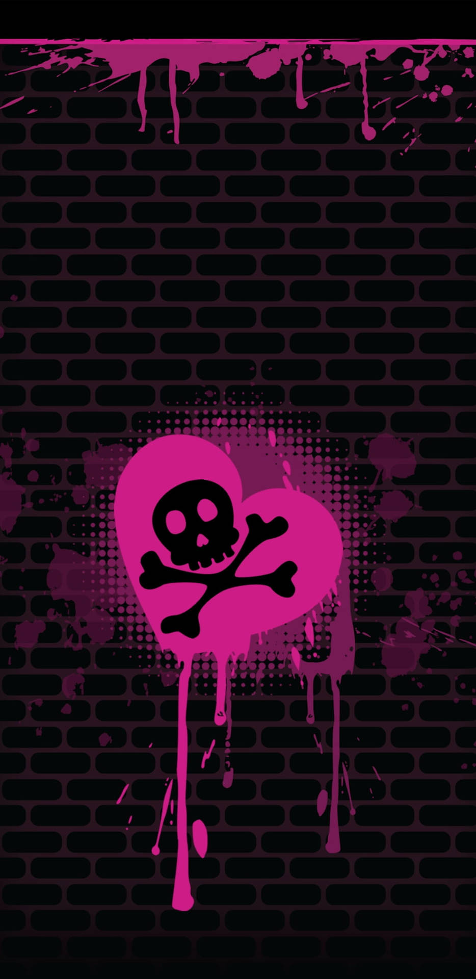 Emo Pink Hjerte Og Skull Wallpaper