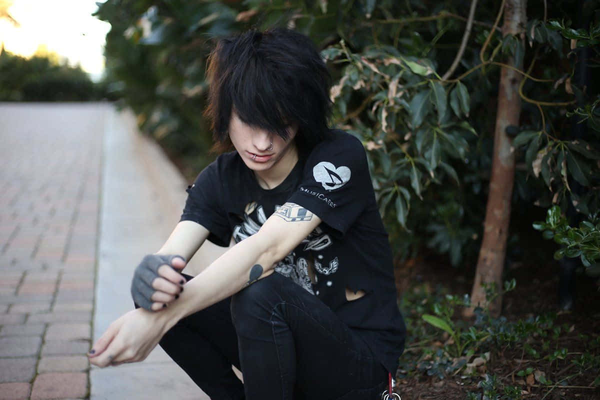 Emo Style Youth Outdoors Wallpaper