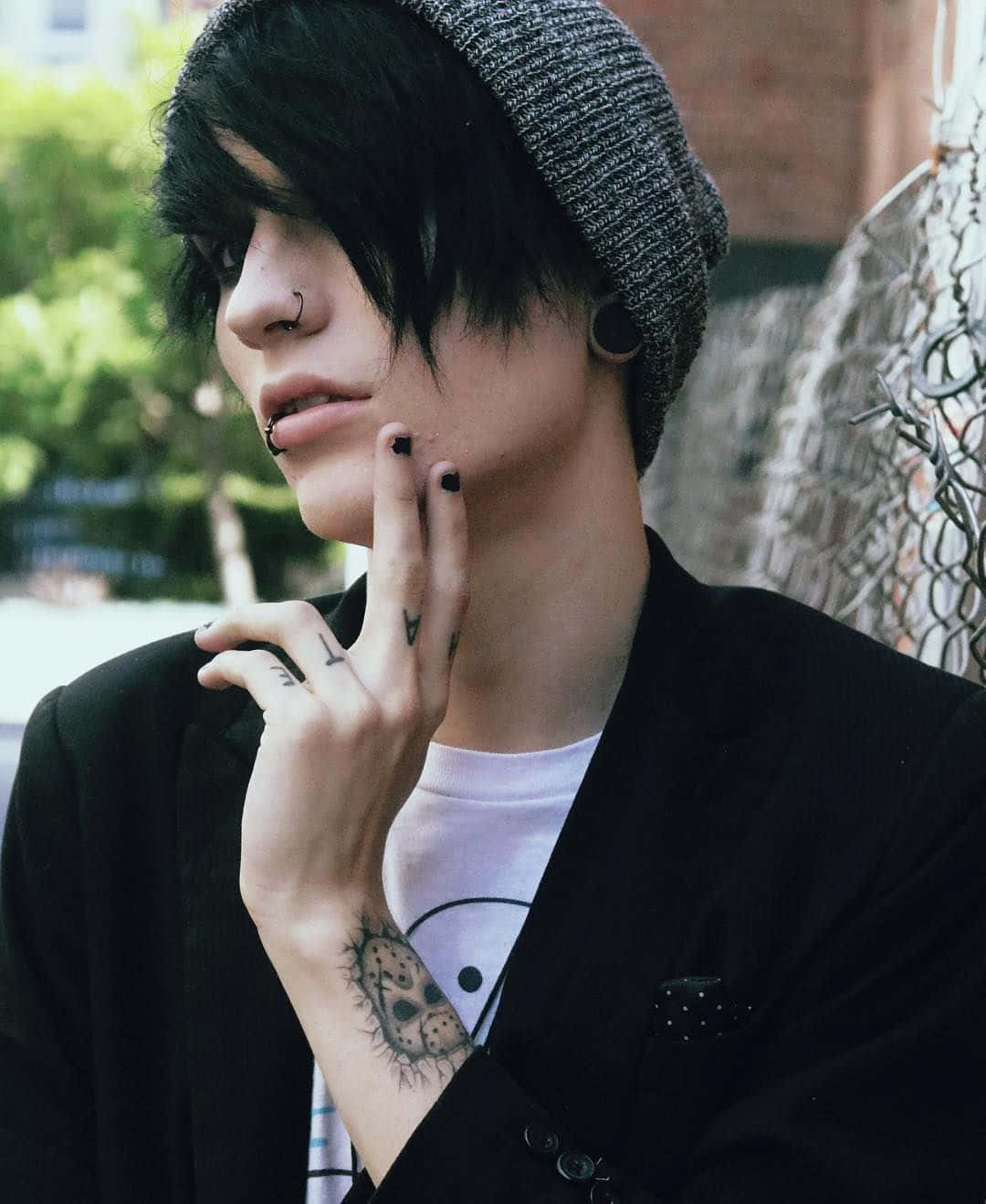 Emo Styled Youth Outdoors Wallpaper