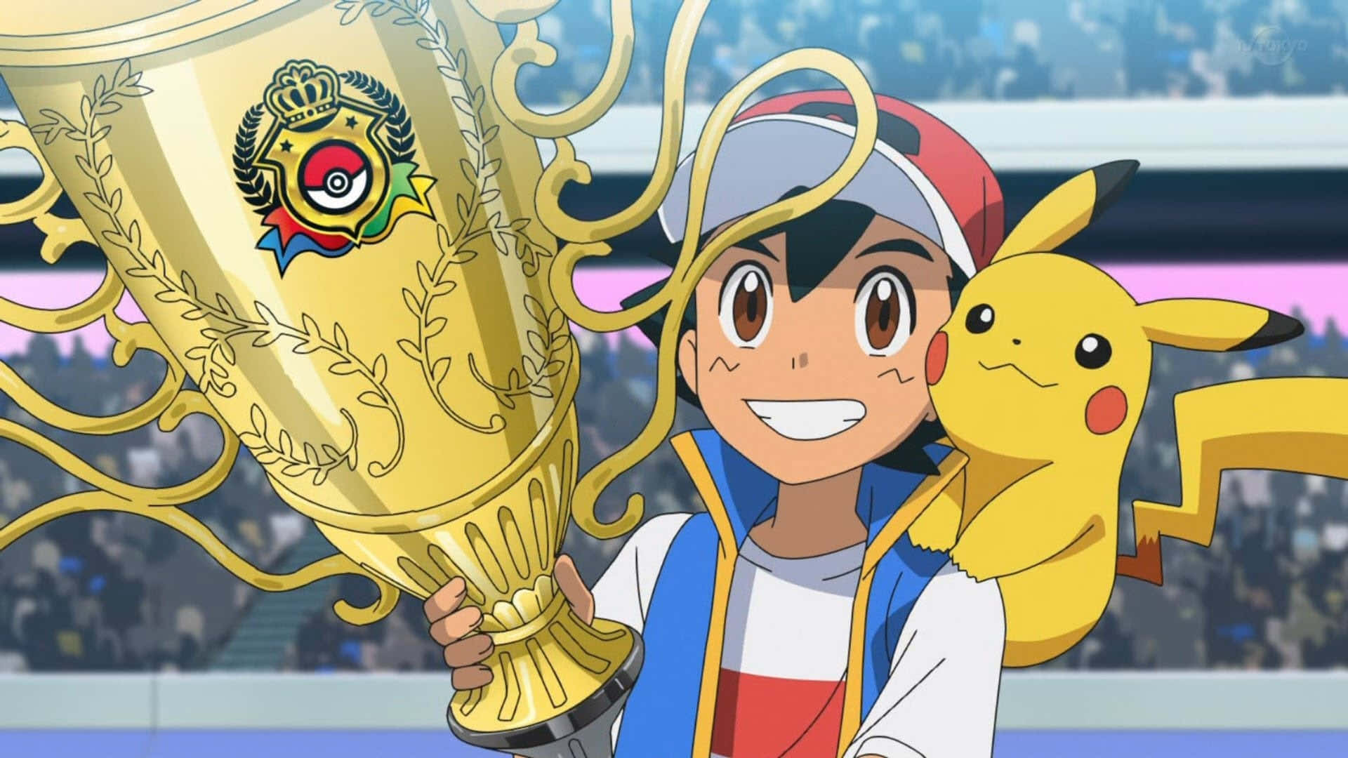 Emocionanteescena De Batalla En El Torneo De Campeonato Mundial De Pokémon Fondo de pantalla