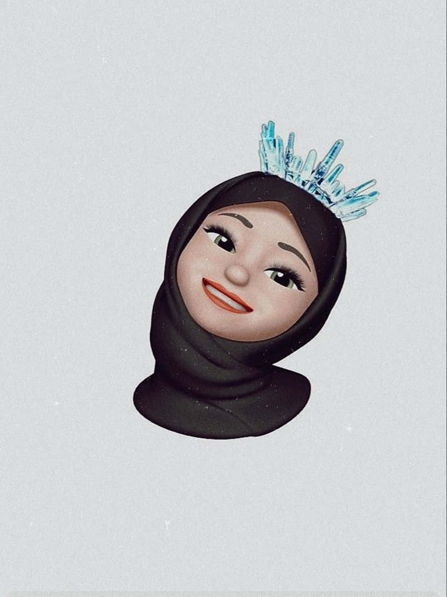 Emoji Girl With Hijab And Crown Wallpaper