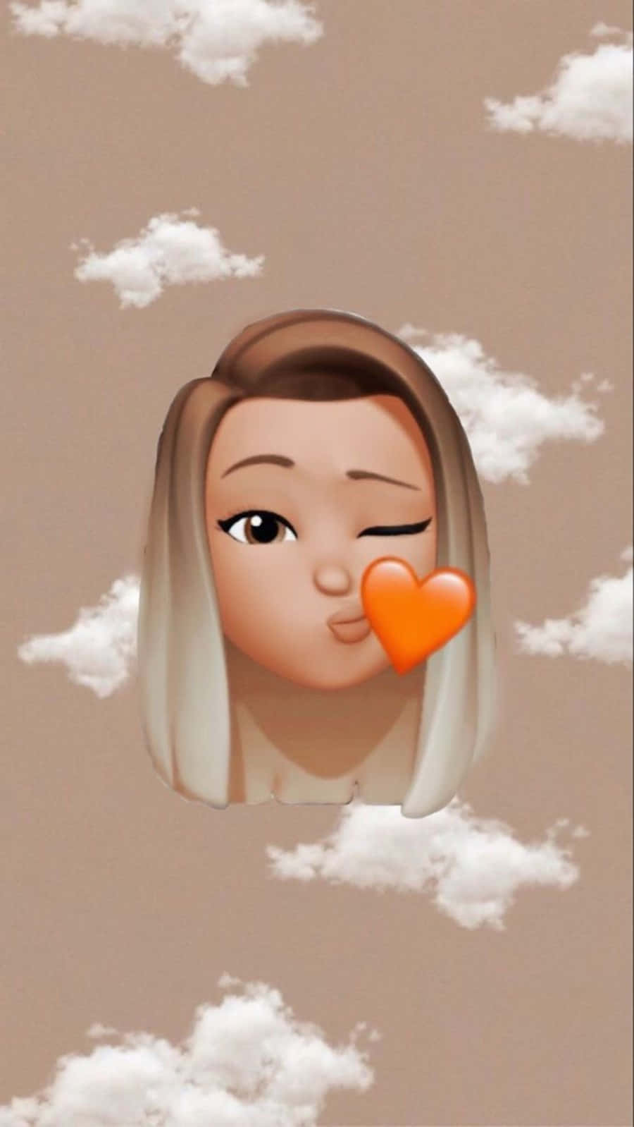 Emoji Girl Kiss With Orange Heart Wallpaper