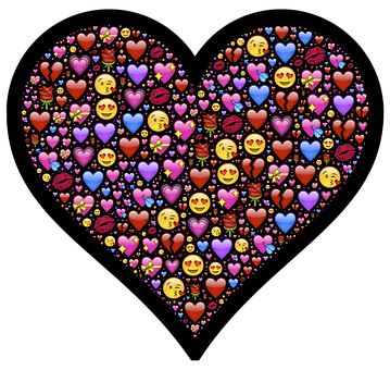 Emoji Heart Collage PNG