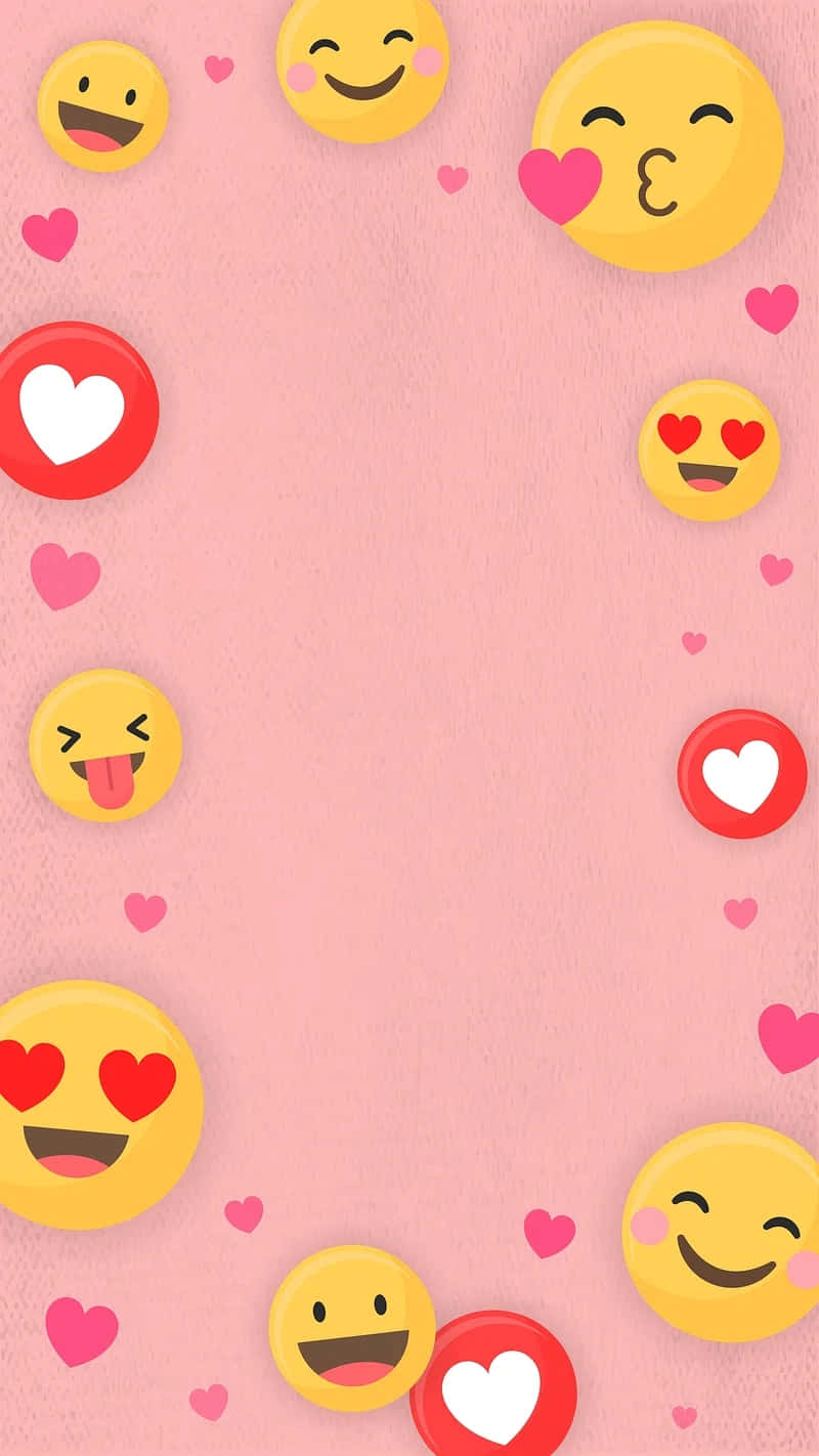 Emoji Love Pattern Pink Background Wallpaper