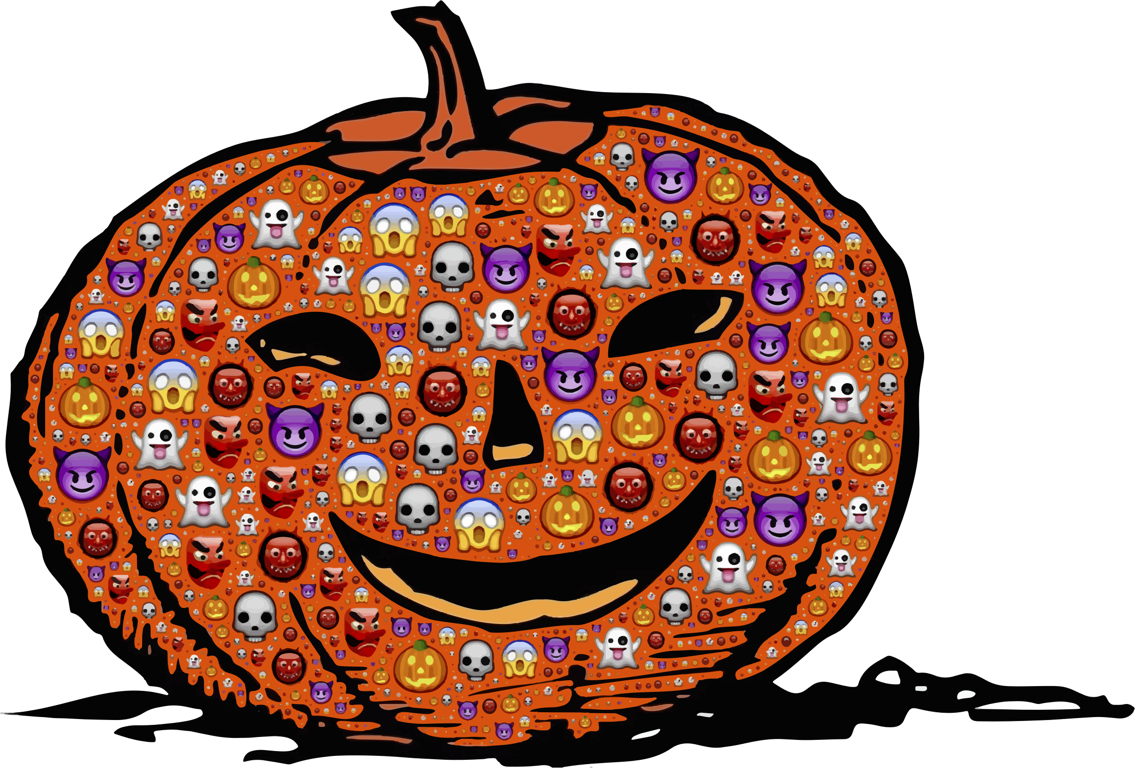 Emoji Patterned Halloween Pumpkin.png PNG