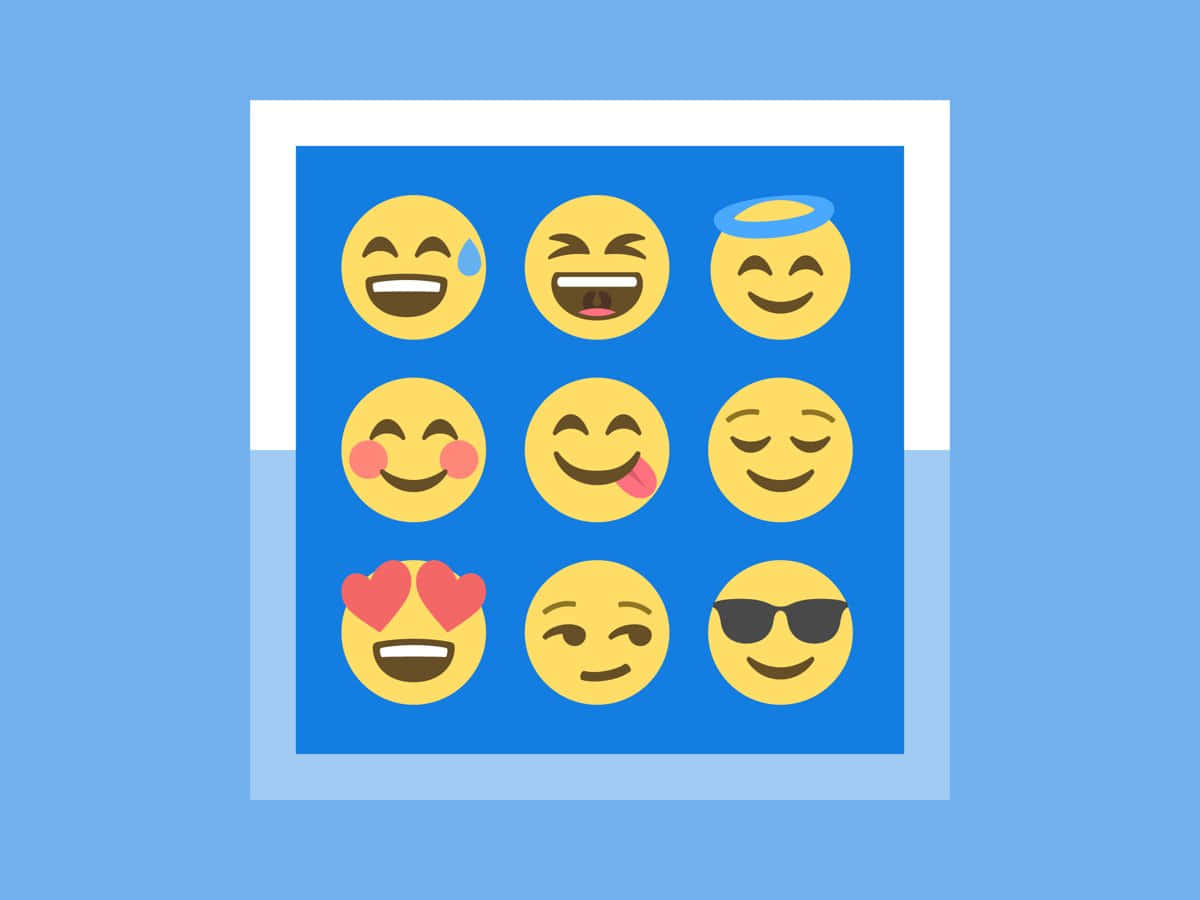 Emojiansikten På Blått Kvadratiskt Bild