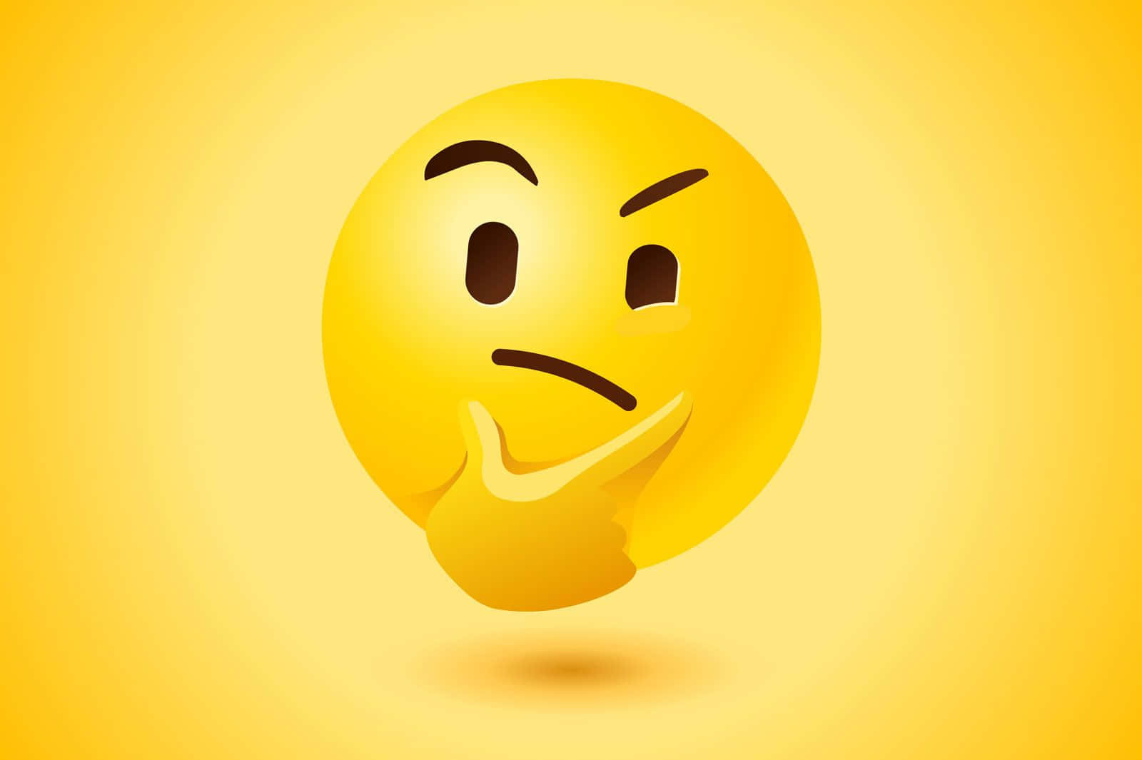 Carade Emoji Pensativo En Imagen Estética De Color Amarillo.
