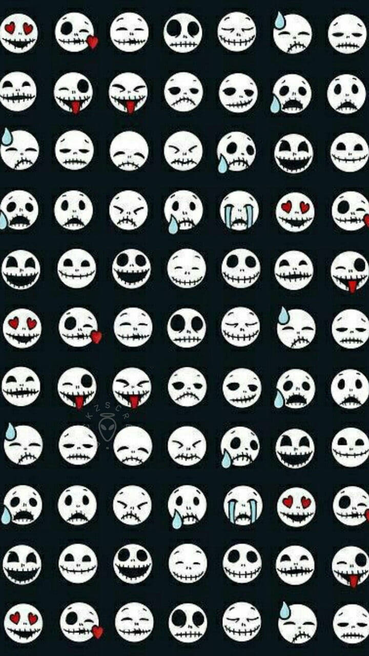 Emoji Preto Jack Halloween Papel de Parede