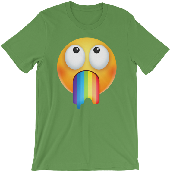 Emoji Rainbow Vomit Tshirt Green PNG