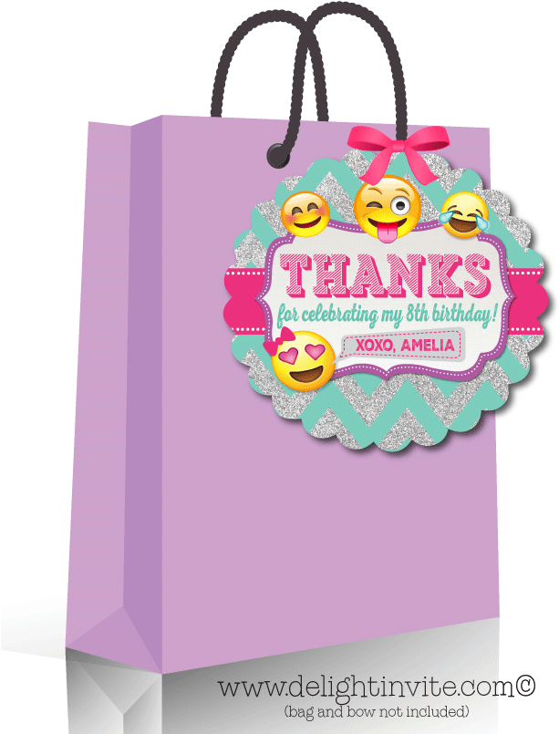 Emoji Thank You Gift Bag Design PNG