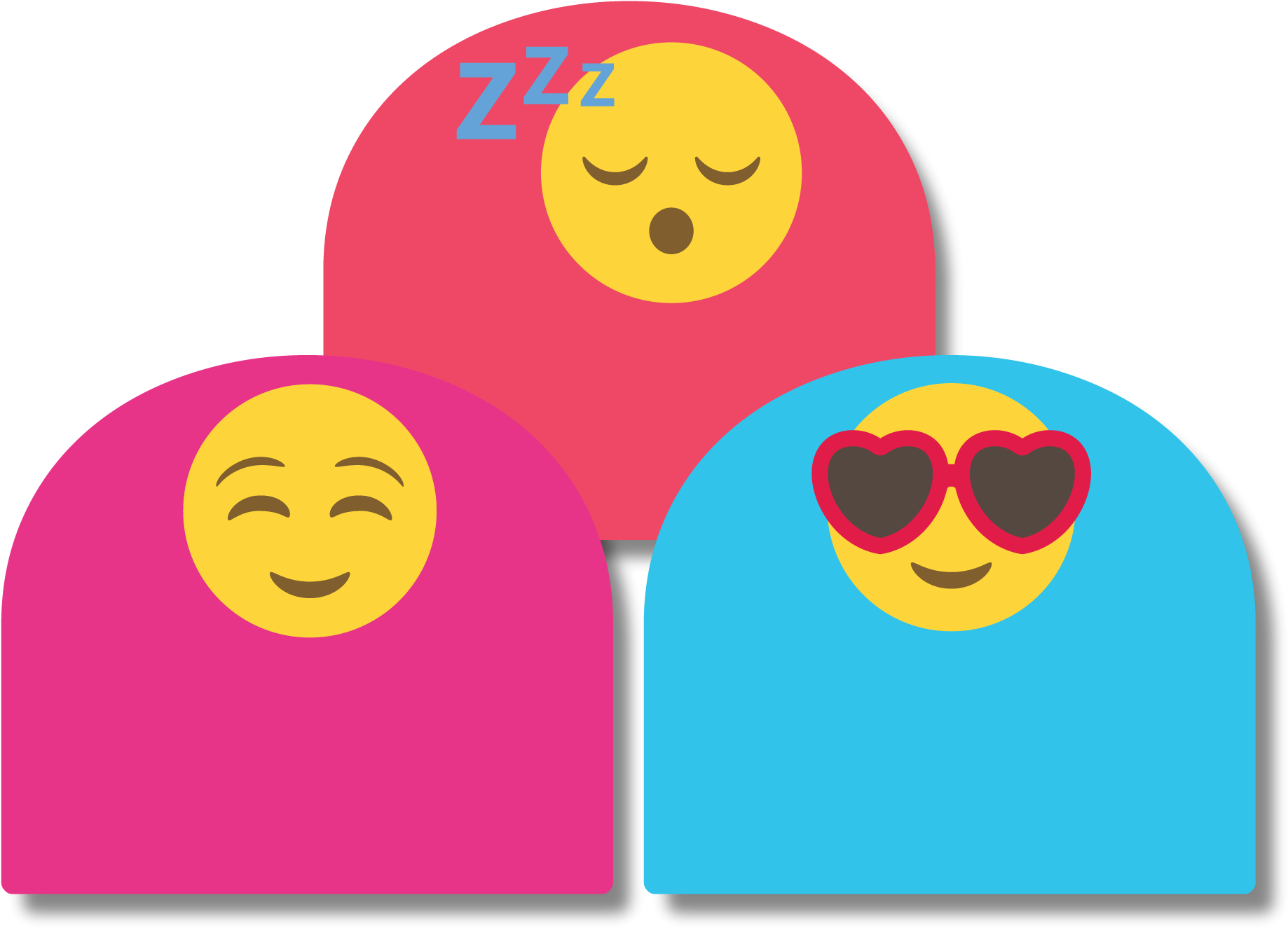 Emoji Trio Sleeping Smiling Sunglasses PNG