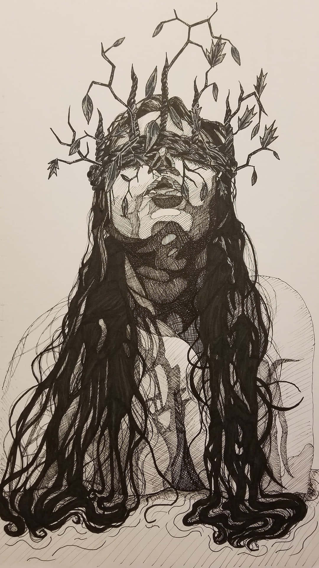 Emotion Blindfolded Woman Sketch Picture