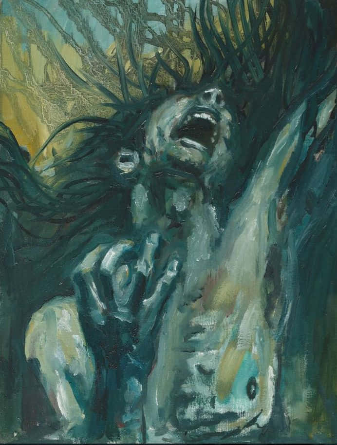 Emotion Screaming Topless Woman Painting Picture