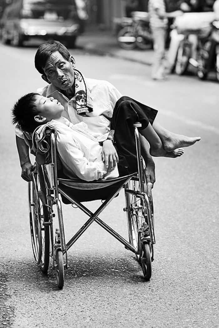 Emotion Father And Son In Wheelchair Picture